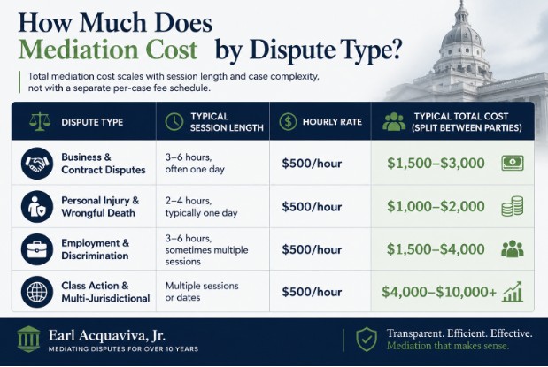 How Much Does Mediation Cost by Dispute Type?