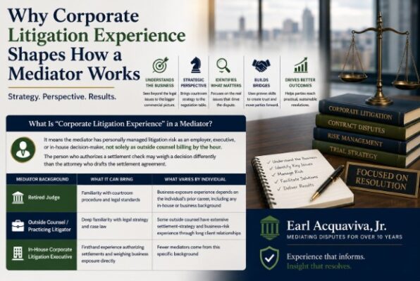 Why Corporate Litigation Experience Shapes How a Mediator Works